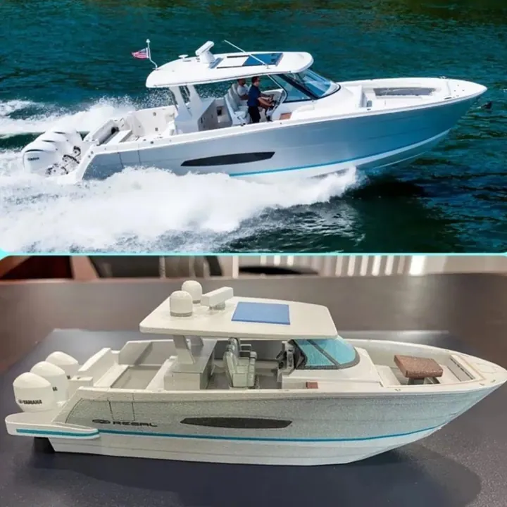 Custom 3D printed scale model of a boat